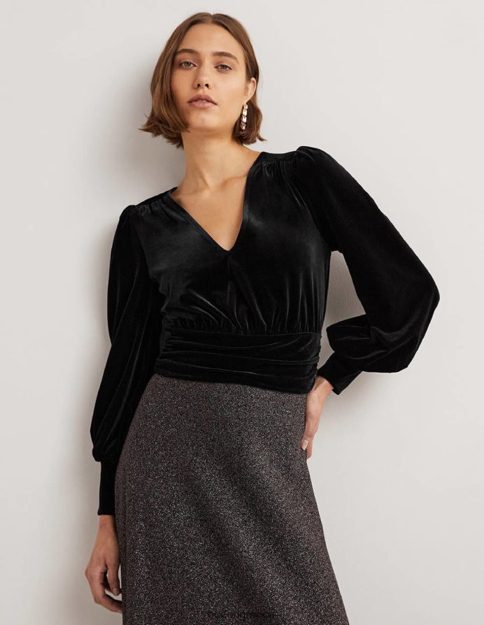 μαύρος είδη ένδυσης cropped βελούδινο μπλουζονάκι Boden γυναίκες 464PH81966