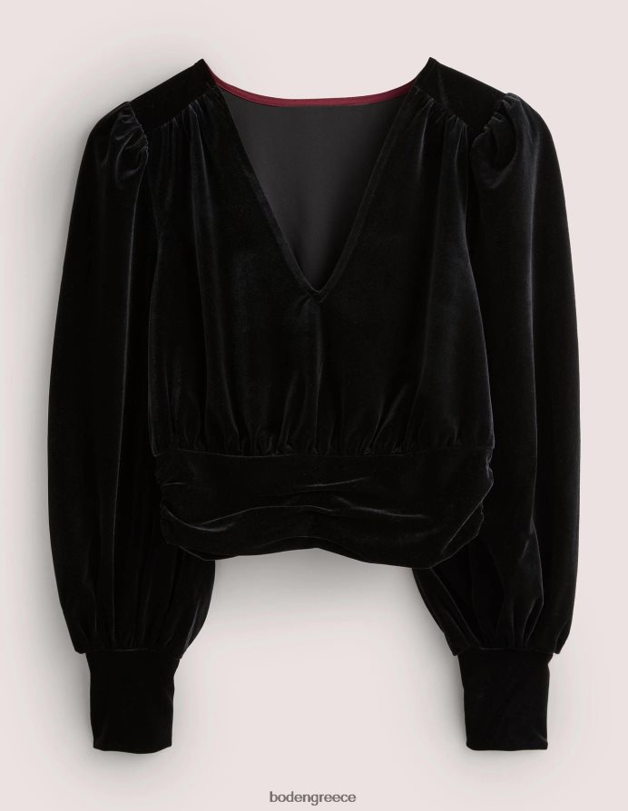 μαύρος είδη ένδυσης cropped βελούδινο μπλουζονάκι Boden γυναίκες 464PH81966