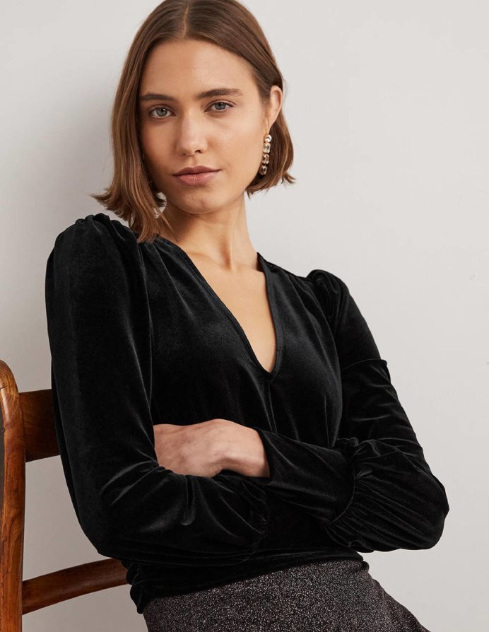 μαύρος είδη ένδυσης cropped βελούδινο μπλουζονάκι Boden γυναίκες 464PH81966