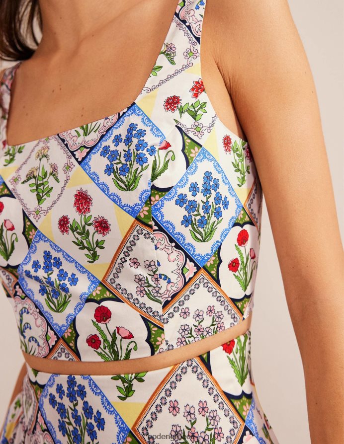 ελεφαντόδοντο & άγριο μπλε κουδούνι είδη ένδυσης τετράγωνο λαιμό cropped co ord top Boden γυναίκες 464PH82528