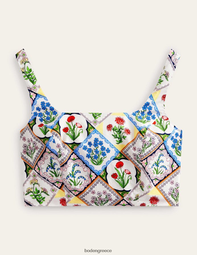 ελεφαντόδοντο & άγριο μπλε κουδούνι είδη ένδυσης τετράγωνο λαιμό cropped co ord top Boden γυναίκες 464PH82528