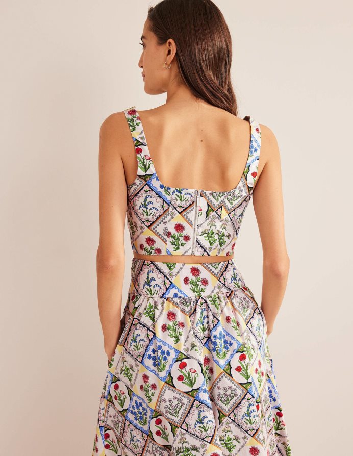 ελεφαντόδοντο & άγριο μπλε κουδούνι είδη ένδυσης τετράγωνο λαιμό cropped co ord top Boden γυναίκες 464PH82528