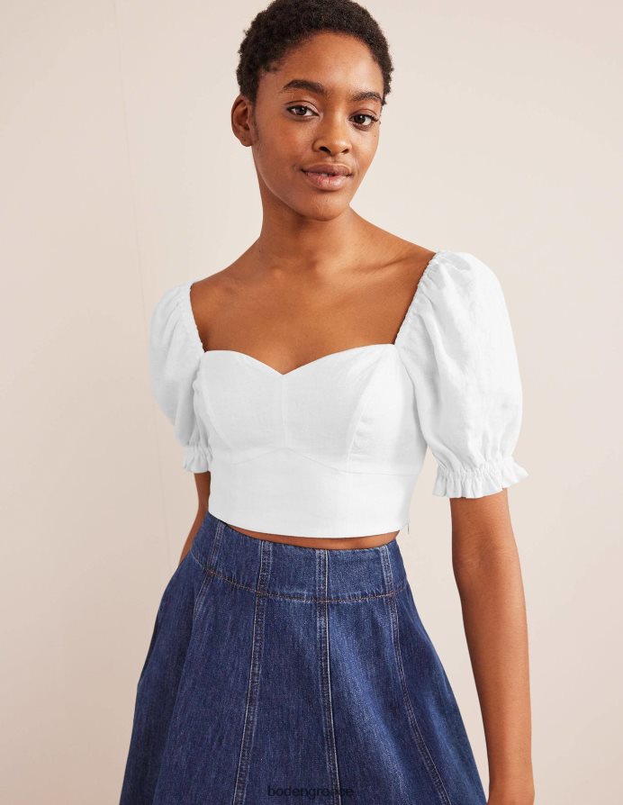 άσπρο είδη ένδυσης γλυκιά μου λινό cropped top Boden γυναίκες 464PH81637