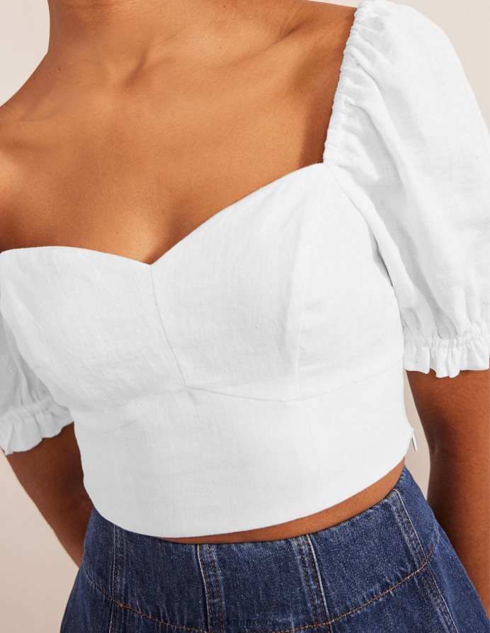 άσπρο είδη ένδυσης γλυκιά μου λινό cropped top Boden γυναίκες 464PH81637
