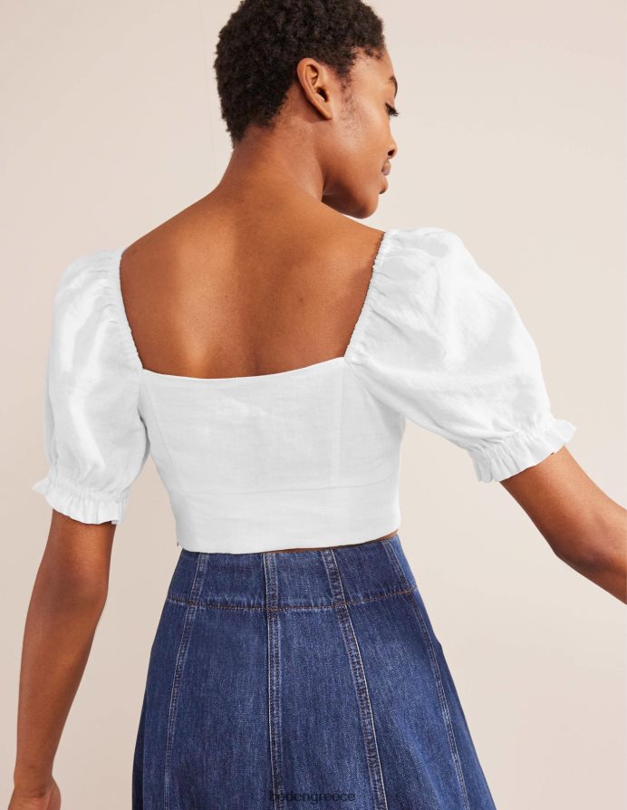 άσπρο είδη ένδυσης γλυκιά μου λινό cropped top Boden γυναίκες 464PH81637