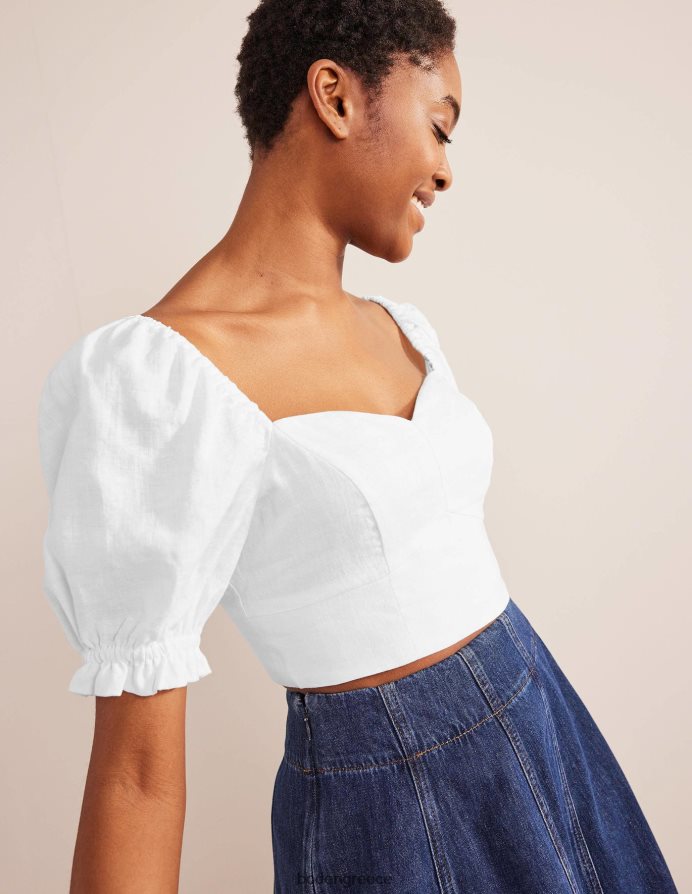 άσπρο είδη ένδυσης γλυκιά μου λινό cropped top Boden γυναίκες 464PH81637