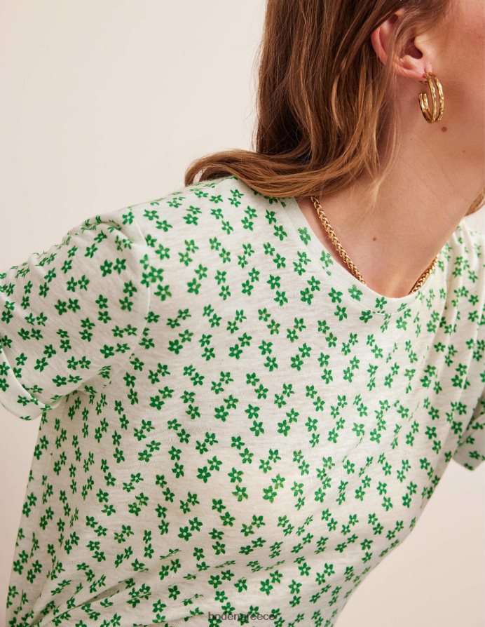 ελεφαντόδοντο & σε απόσταση ditsy είδη ένδυσης εμπριμέ λινό μπλουζάκι Boden γυναίκες 464PH81541