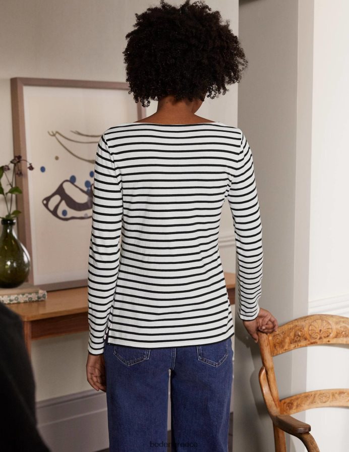 ιβουάρ & μαύρο είδη ένδυσης ella μακρυμάνικο βρετονικό Boden γυναίκες 464PH8133