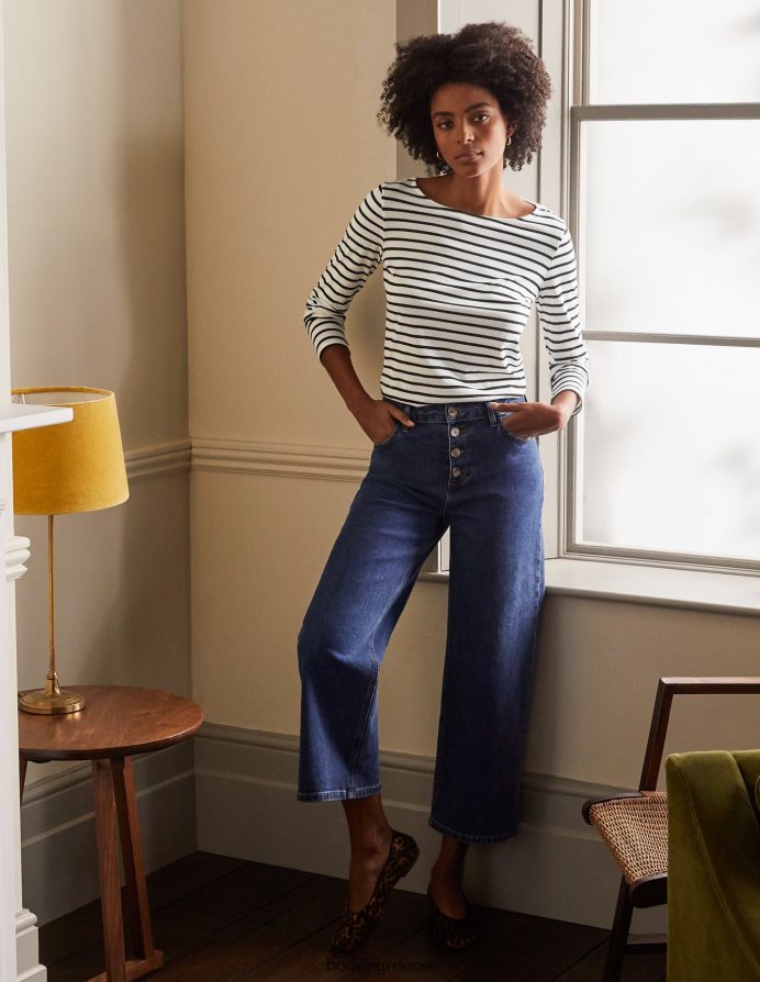 ιβουάρ & μαύρο είδη ένδυσης ella μακρυμάνικο βρετονικό Boden γυναίκες 464PH8133