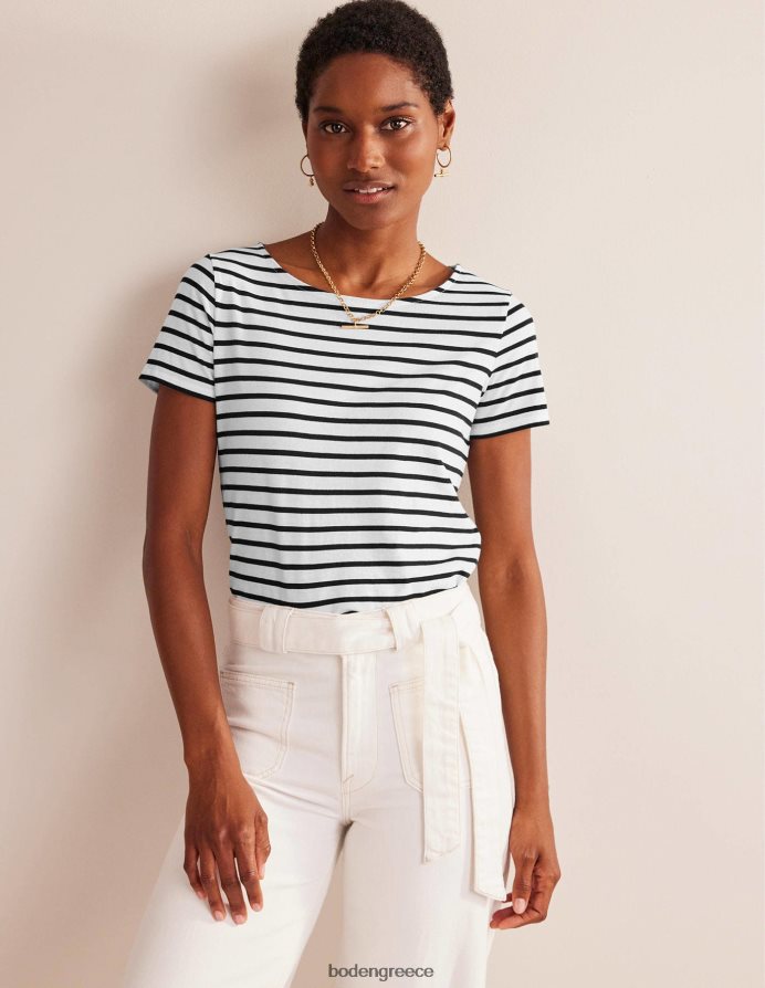 ιβουάρ & μαύρο είδη ένδυσης ella κοντομάνικο βρετονικό Boden γυναίκες 464PH8193