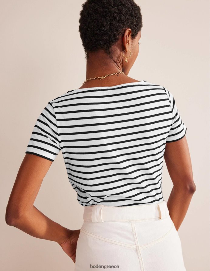 ιβουάρ & μαύρο είδη ένδυσης ella κοντομάνικο βρετονικό Boden γυναίκες 464PH8193