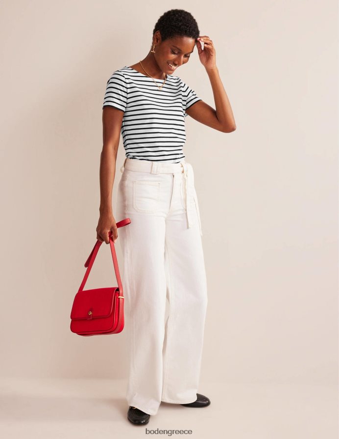 ιβουάρ & μαύρο είδη ένδυσης ella κοντομάνικο βρετονικό Boden γυναίκες 464PH8193