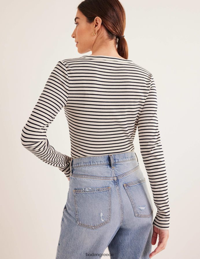 ιβουάρ/ναυτική ρίγα είδη ένδυσης ρίγες με ραβδώσεις εφαρμοστό henley Boden γυναίκες 464PH81571