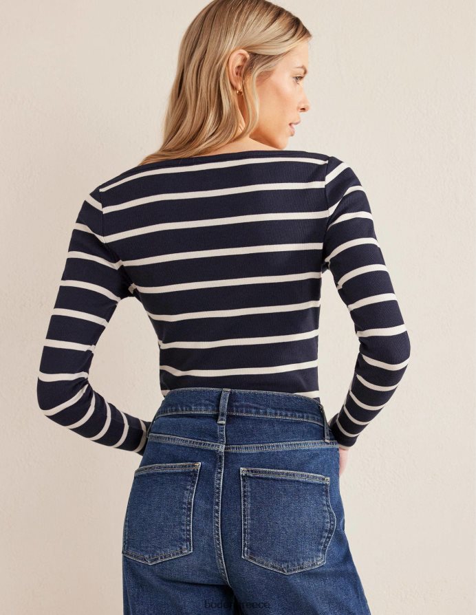 ναυτικό & ελεφαντόδοντο είδη ένδυσης μπλούζα με ραβδώσεις henley Boden γυναίκες 464PH81667
