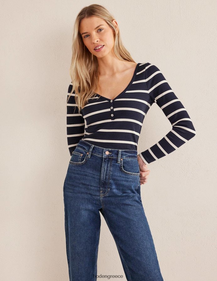 ναυτικό & ελεφαντόδοντο είδη ένδυσης μπλούζα με ραβδώσεις henley Boden γυναίκες 464PH81667