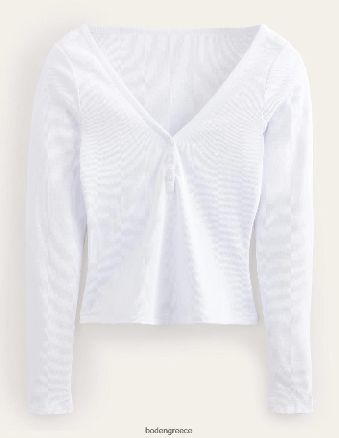 άσπρο είδη ένδυσης μπλούζα με ραβδώσεις henley Boden γυναίκες 464PH81668