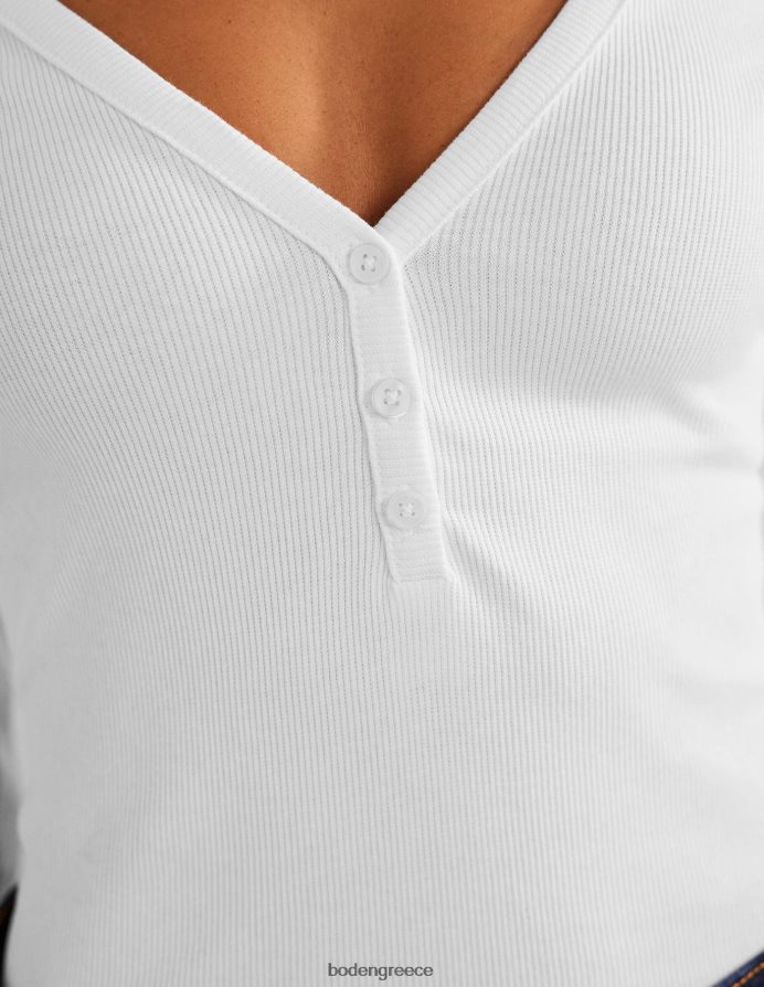 άσπρο είδη ένδυσης μπλούζα με ραβδώσεις henley Boden γυναίκες 464PH81668