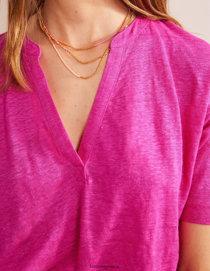 ροζ φλοξ είδη ένδυσης ανοιχτό λαιμό λινό henley Boden γυναίκες 464PH81672