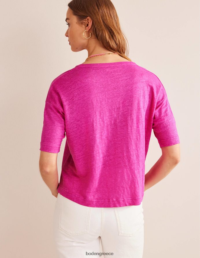 ροζ φλοξ είδη ένδυσης ανοιχτό λαιμό λινό henley Boden γυναίκες 464PH81672