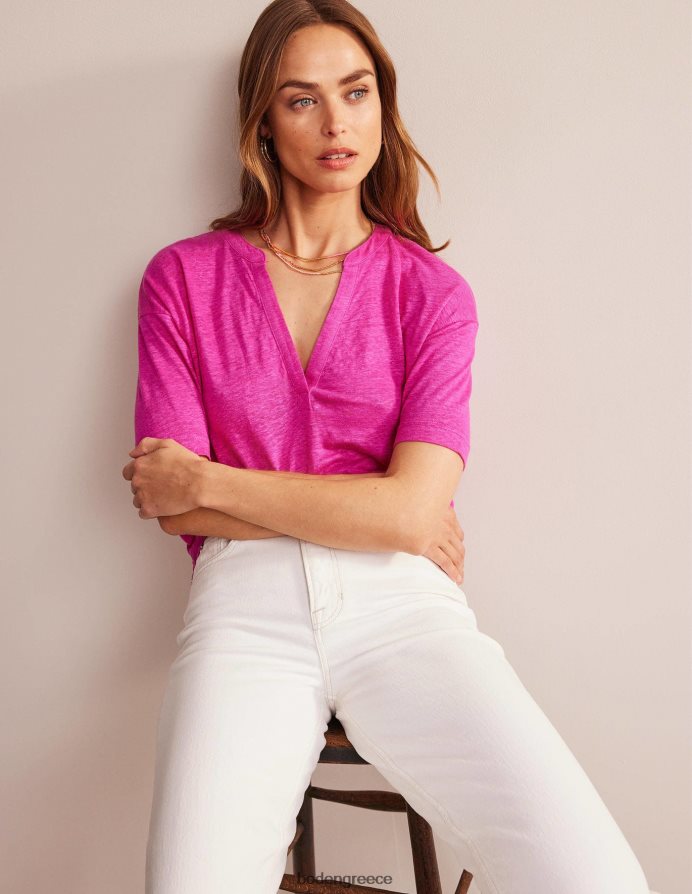 ροζ φλοξ είδη ένδυσης ανοιχτό λαιμό λινό henley Boden γυναίκες 464PH81672