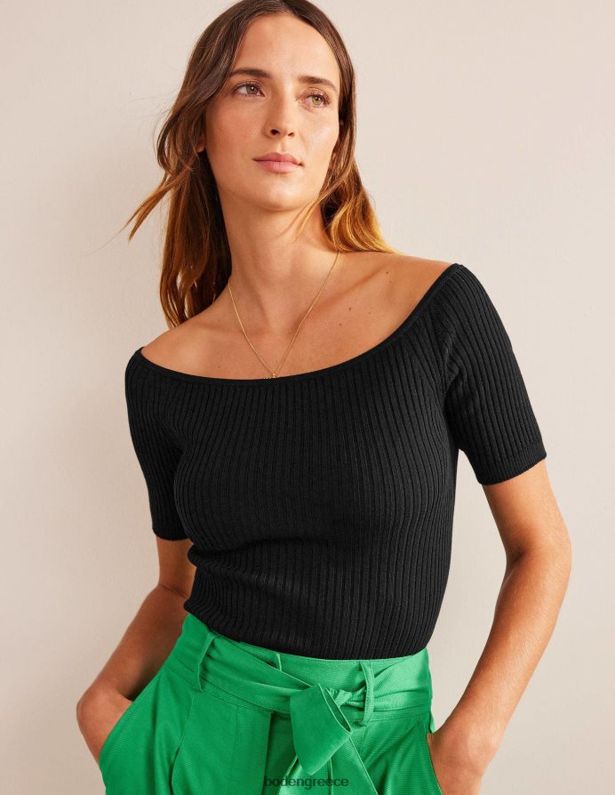 μαύρος είδη ένδυσης off shoulder rib top Boden γυναίκες 464PH81818