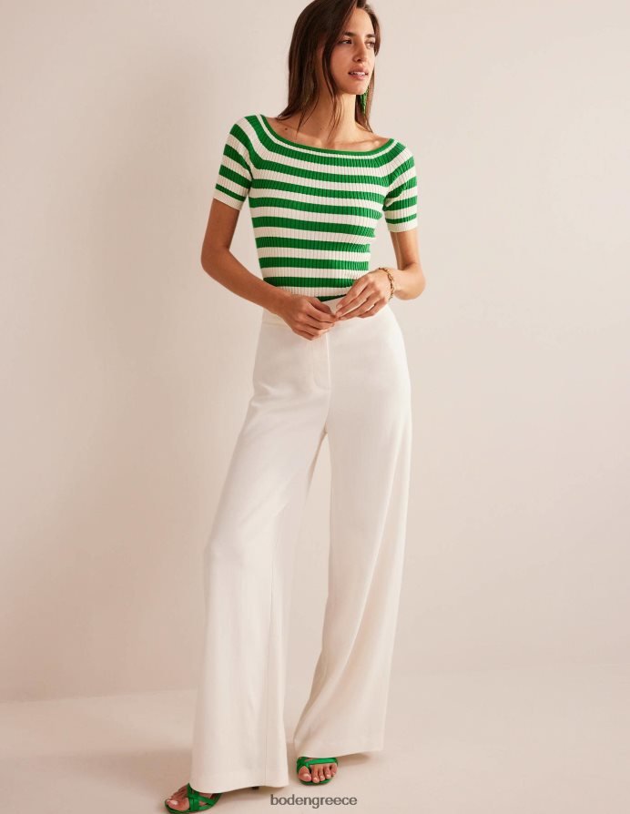 πλούσια σμαραγδένια και ιβουάρ ρίγα είδη ένδυσης off shoulder rib top Boden γυναίκες 464PH81843