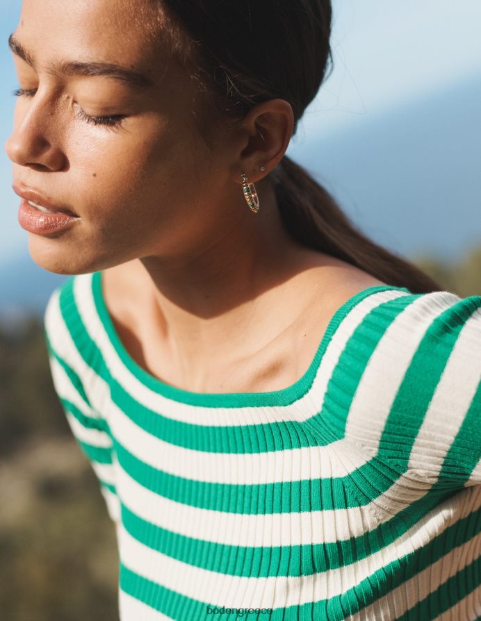 πλούσια σμαραγδένια και ιβουάρ ρίγα είδη ένδυσης off shoulder rib top Boden γυναίκες 464PH81843