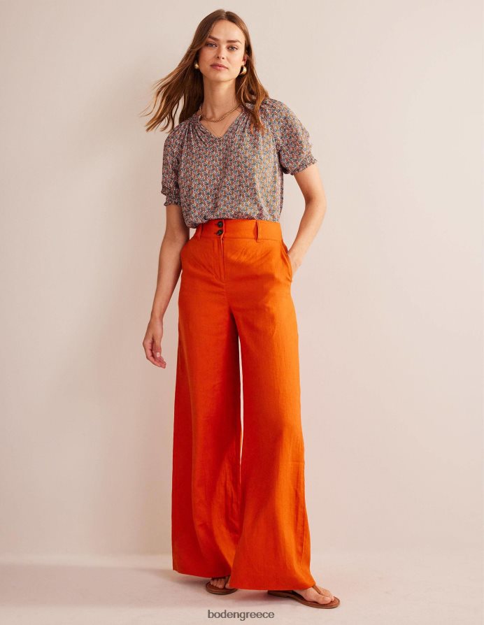 άνθη δαμασκηνιάς & στέλεχος paisley είδη ένδυσης κοντομάνικο τοπ με λαιμόκοψη Boden γυναίκες 464PH8102