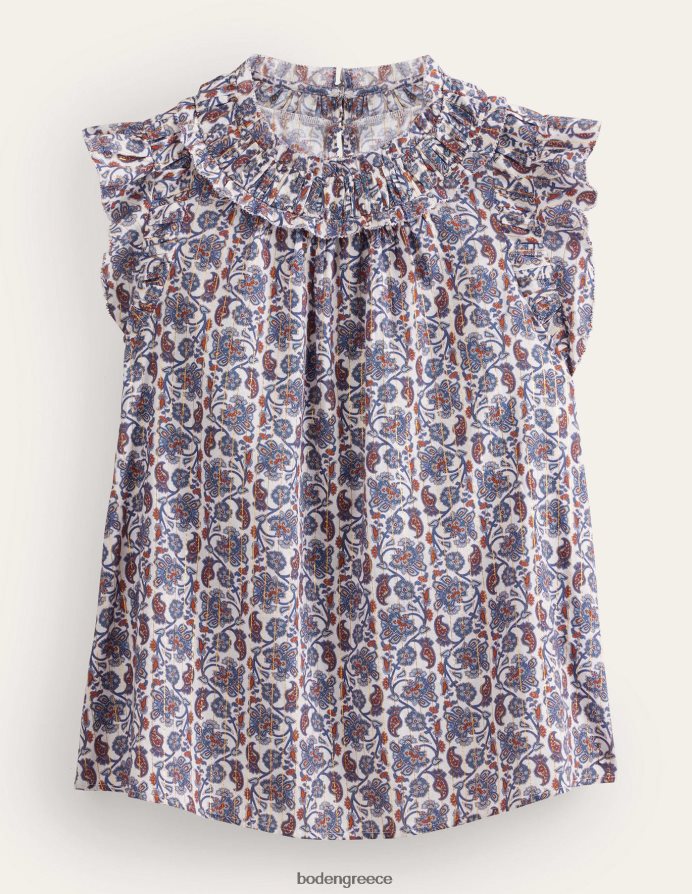 ιβουάρ & μπλοκ paisley είδη ένδυσης αμάνικο μπλουζάκι με λεπτομέρεια Boden γυναίκες 464PH81064