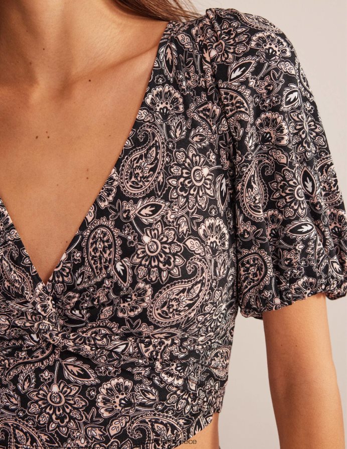 βεράντα μαύρο & paisley είδη ένδυσης cropped twist λεπτομέρεια επάνω Boden γυναίκες 464PH81875