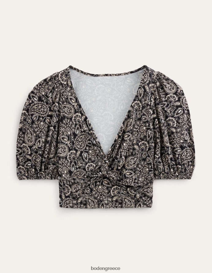 βεράντα μαύρο & paisley είδη ένδυσης cropped twist λεπτομέρεια επάνω Boden γυναίκες 464PH81875