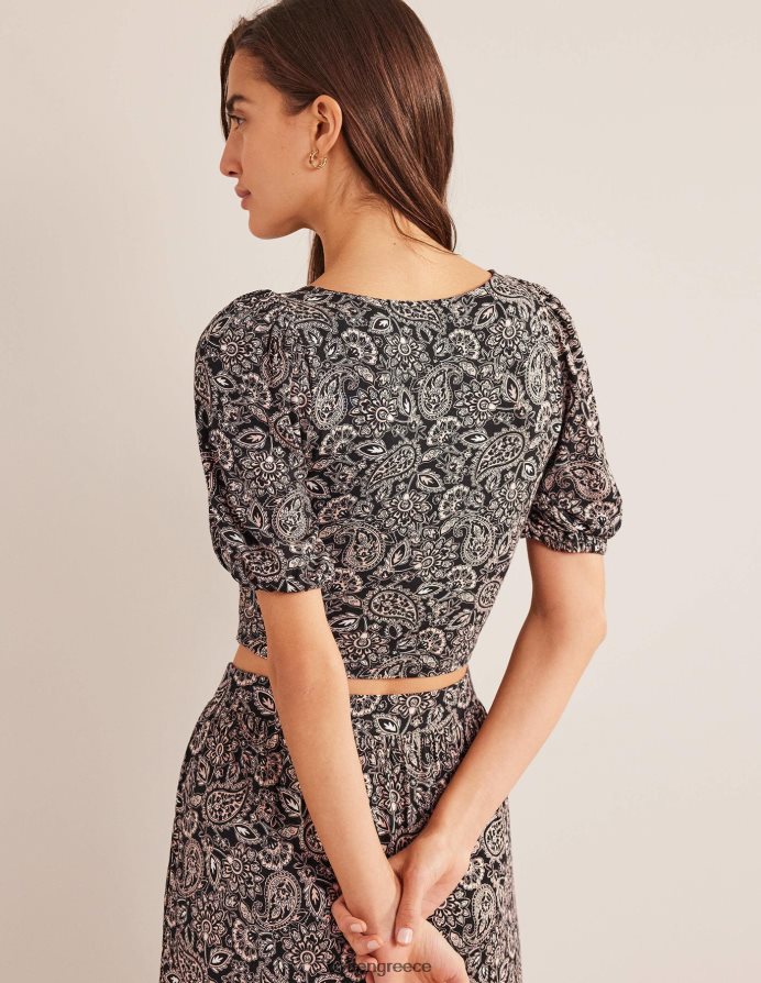 βεράντα μαύρο & paisley είδη ένδυσης cropped twist λεπτομέρεια επάνω Boden γυναίκες 464PH81875