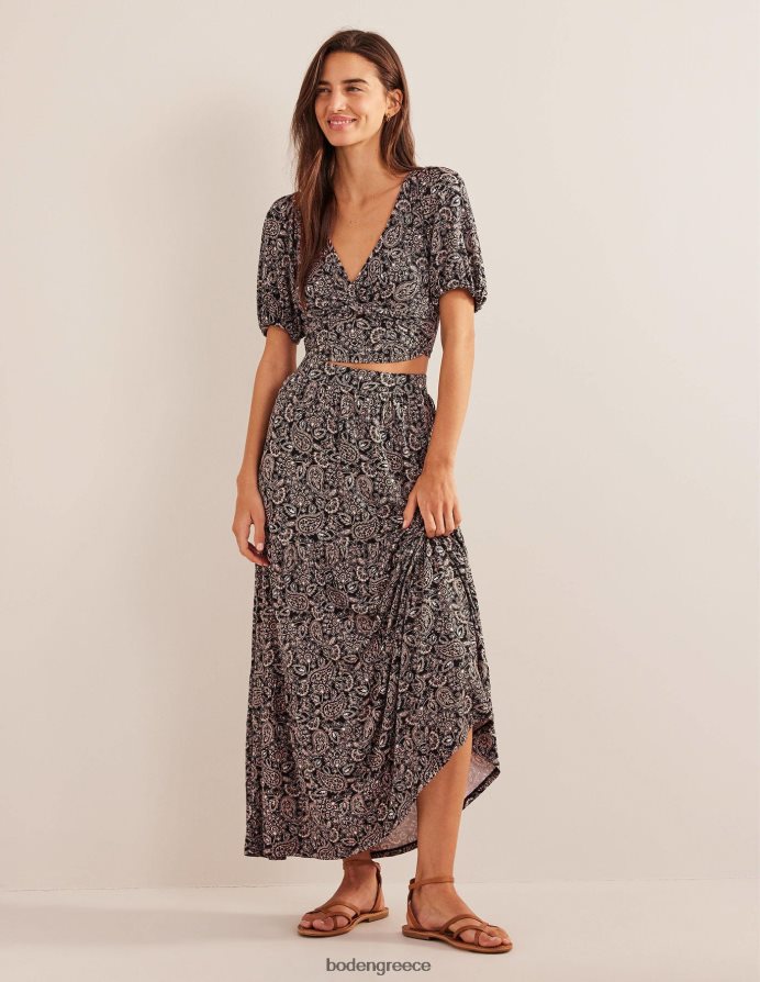 βεράντα μαύρο & paisley είδη ένδυσης cropped twist λεπτομέρεια επάνω Boden γυναίκες 464PH81875