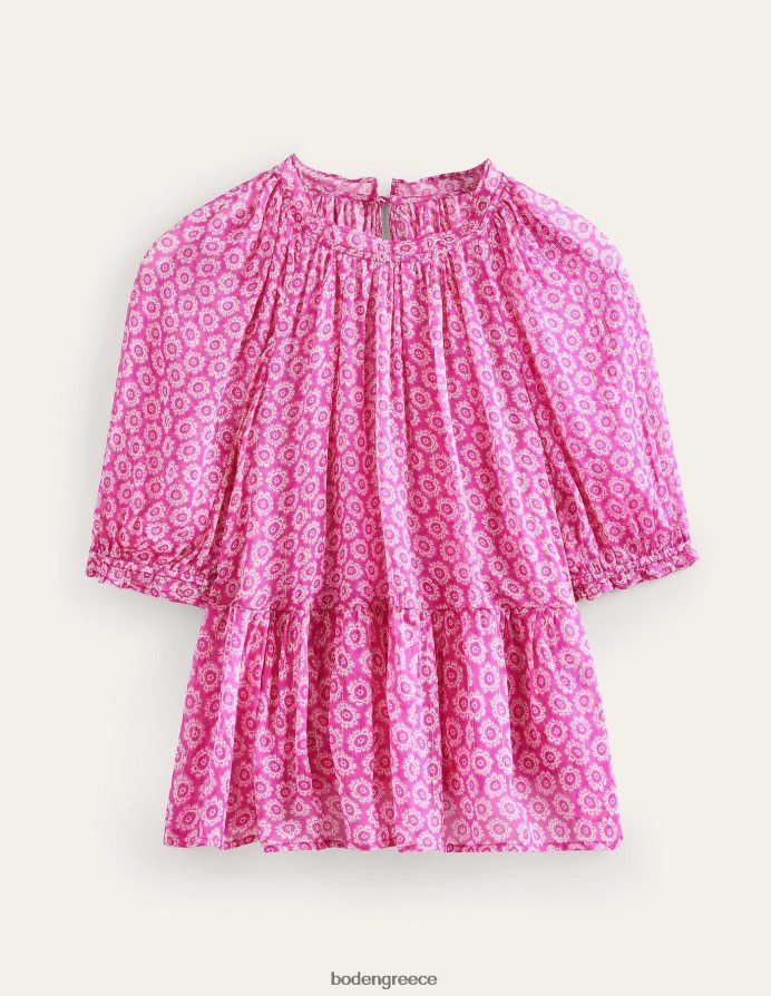 phlox pink & sunrise pop είδη ένδυσης μαζεμένη τοπ ζορζέτα λάμψη Boden γυναίκες 464PH8106