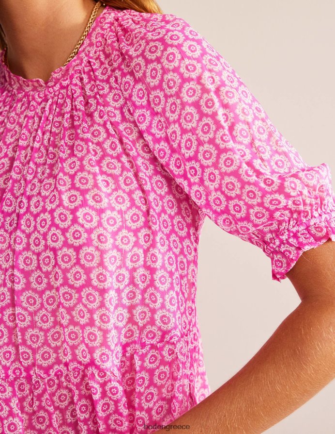 phlox pink & sunrise pop είδη ένδυσης μαζεμένη τοπ ζορζέτα λάμψη Boden γυναίκες 464PH8106