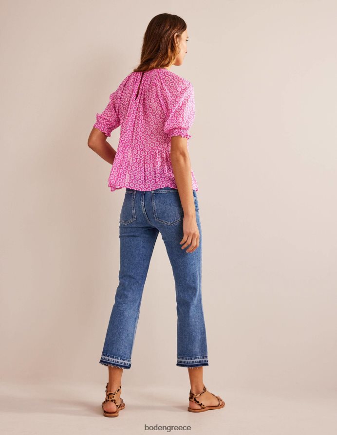 phlox pink & sunrise pop είδη ένδυσης μαζεμένη τοπ ζορζέτα λάμψη Boden γυναίκες 464PH8106