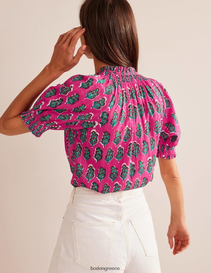 φεστιβάλ pink & artisan bloom είδη ένδυσης smocking λεπτομέρεια όμορφη κορυφή Boden γυναίκες 464PH82193