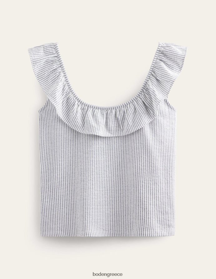 ναυτική/λευκή ρίγα είδη ένδυσης seersucker frill ριγέ τοπ Boden γυναίκες 464PH81779