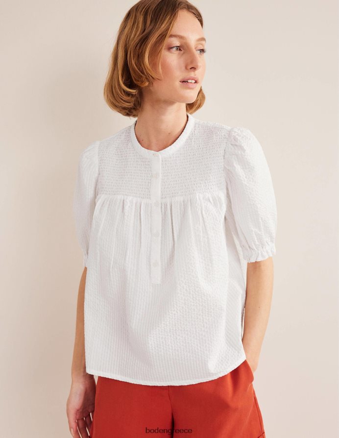 άσπρο είδη ένδυσης ρουφηξιά μανίκι seersucker popover Boden γυναίκες 464PH81599