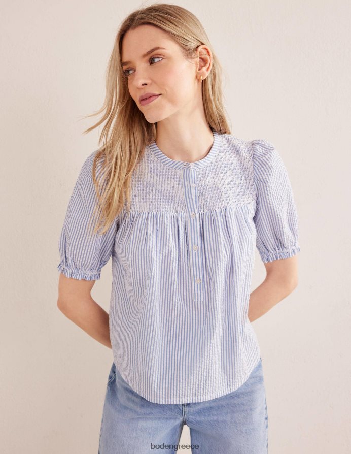 Προβηγκία & ελεφαντόδοντο μάντης είδη ένδυσης ρουφηξιά μανίκι seersucker popover Boden γυναίκες 464PH82268