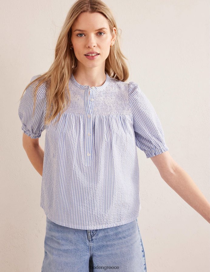 Προβηγκία & ελεφαντόδοντο μάντης είδη ένδυσης ρουφηξιά μανίκι seersucker popover Boden γυναίκες 464PH82268