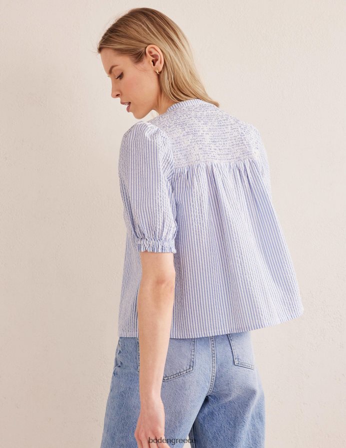 Προβηγκία & ελεφαντόδοντο μάντης είδη ένδυσης ρουφηξιά μανίκι seersucker popover Boden γυναίκες 464PH82268