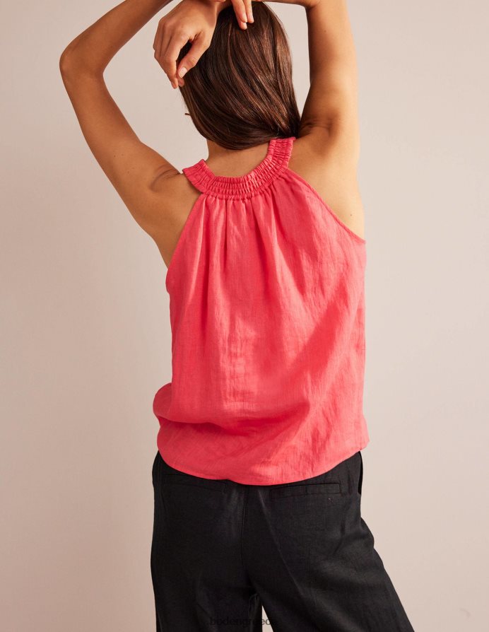 κοραλλί ηλιοβασίλεμα είδη ένδυσης λινό smocked καπίστρι Boden γυναίκες 464PH8129