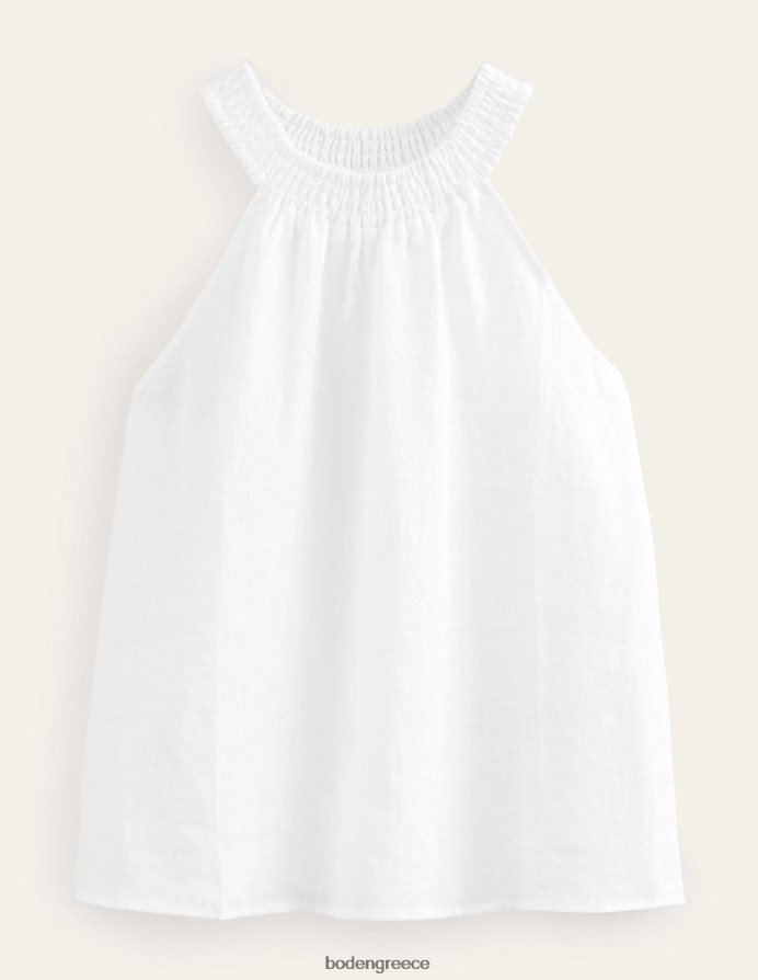 άσπρο είδη ένδυσης λινό smocked καπίστρι Boden γυναίκες 464PH81424