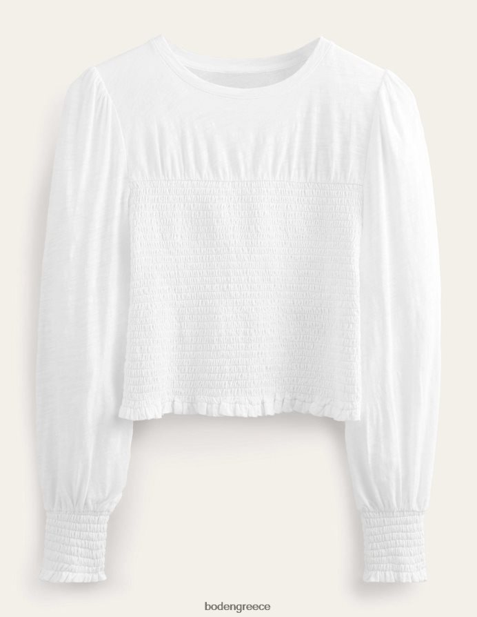 άσπρο είδη ένδυσης smocked μπούστο βαμβακερό τοπ Boden γυναίκες 464PH81944