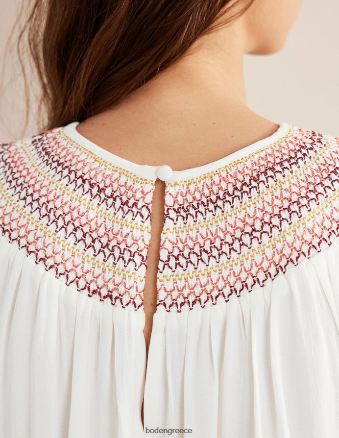 ελεφαντόδοντο είδη ένδυσης smocked crew λαιμόκοψη Boden γυναίκες 464PH81406