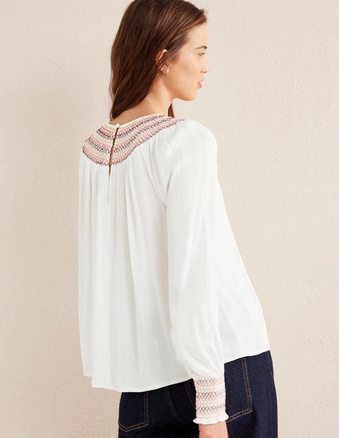 ελεφαντόδοντο είδη ένδυσης smocked crew λαιμόκοψη Boden γυναίκες 464PH81406