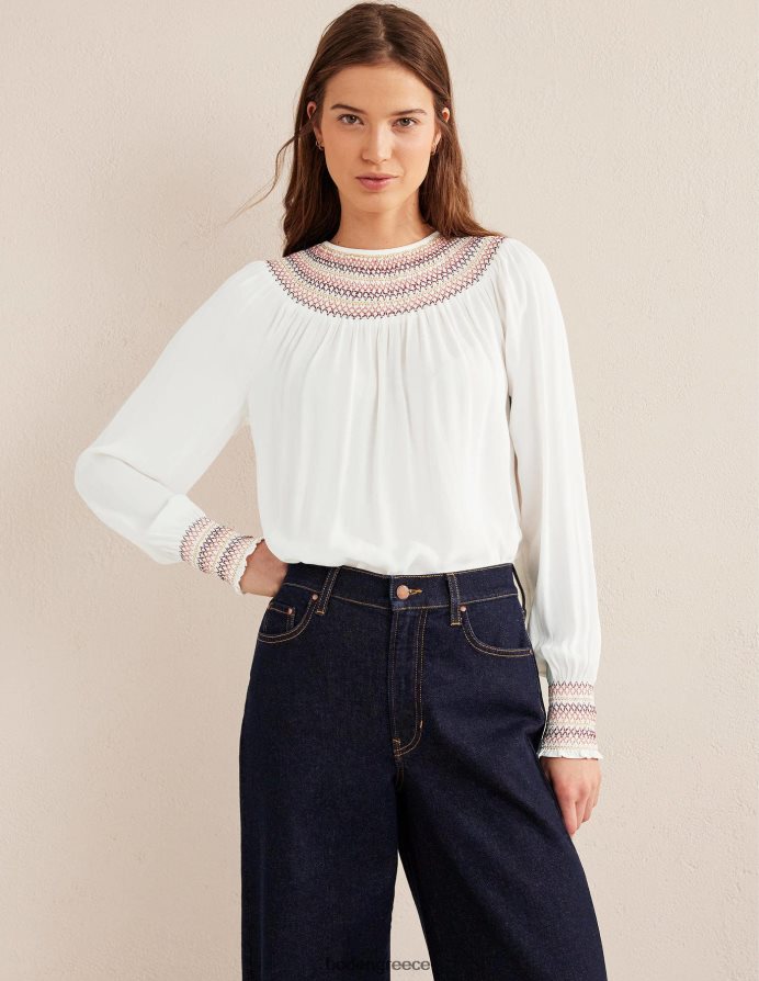 ελεφαντόδοντο είδη ένδυσης smocked crew λαιμόκοψη Boden γυναίκες 464PH81406