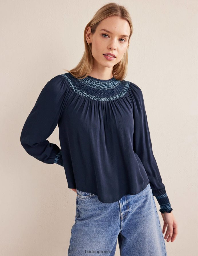 ΠΟΛΕΜΙΚΟ ΝΑΥΤΙΚΟ είδη ένδυσης smocked crew λαιμόκοψη Boden γυναίκες 464PH81706