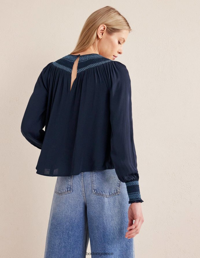 ΠΟΛΕΜΙΚΟ ΝΑΥΤΙΚΟ είδη ένδυσης smocked crew λαιμόκοψη Boden γυναίκες 464PH81706